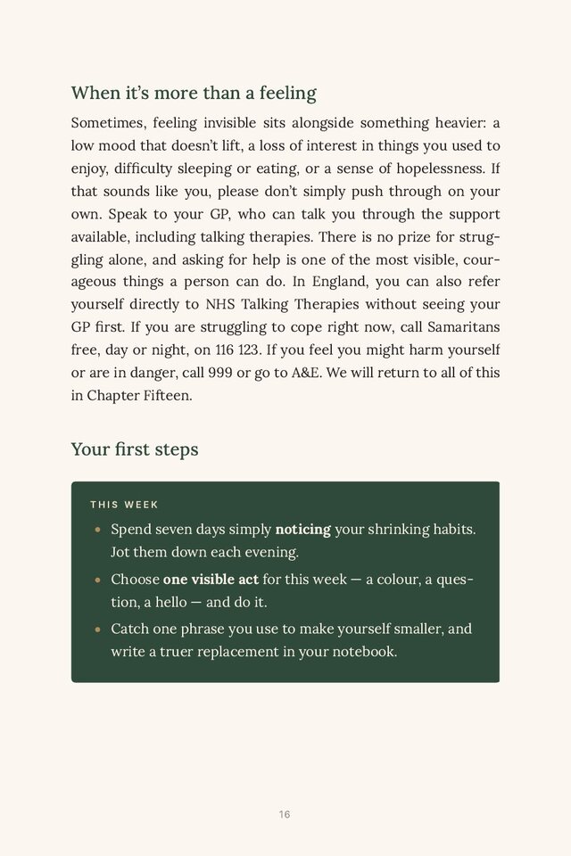 A page ending with a green This week box of three small actions
